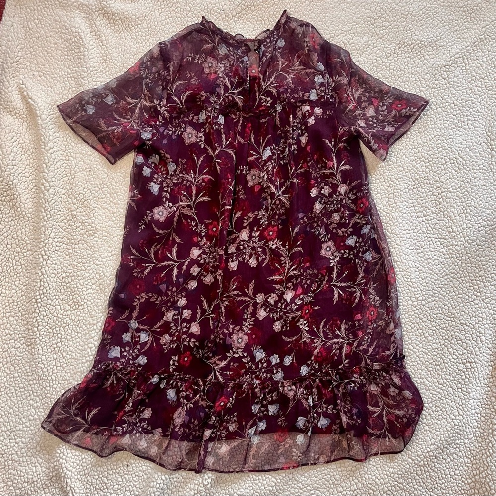 Botanical Dress Autumnal Purples and Reds Women's Medium, Romantic, Whimsygoth
